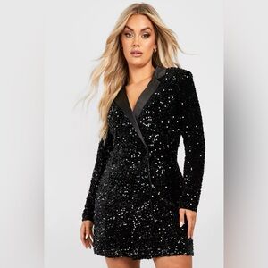 Black sequin blazer dress